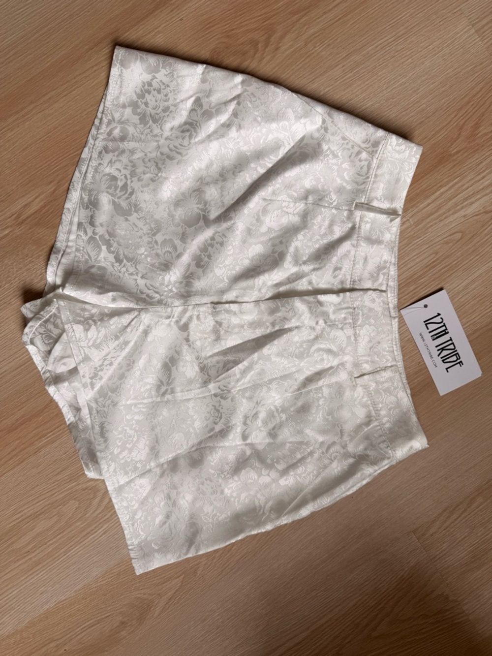 12th Tribe White Jacquard High-Waist Women’s Shorts